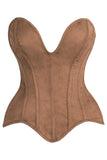 Daisy Corsets Top Drawer Steel Boned Tan Suede Deep Plunge Overbust Corset Top