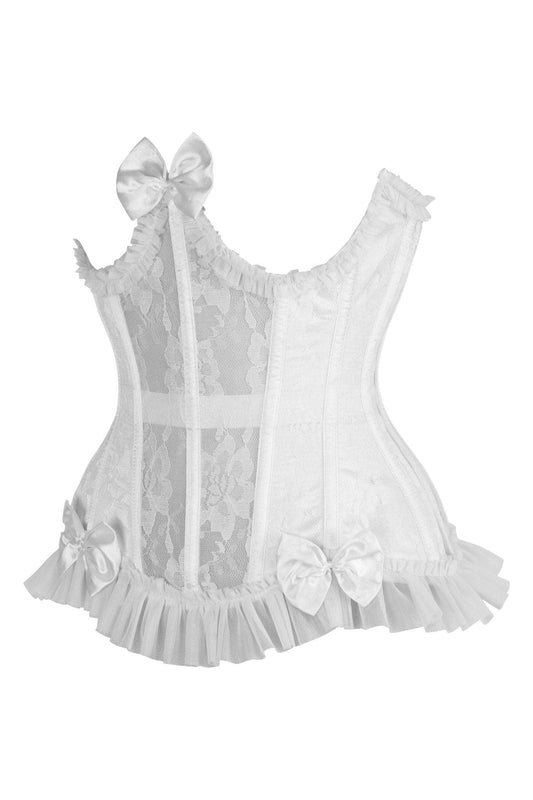 Daisy Corsets Top Drawer Steel Boned White Lace Underwire Burlesque Underbust Corset Cincher