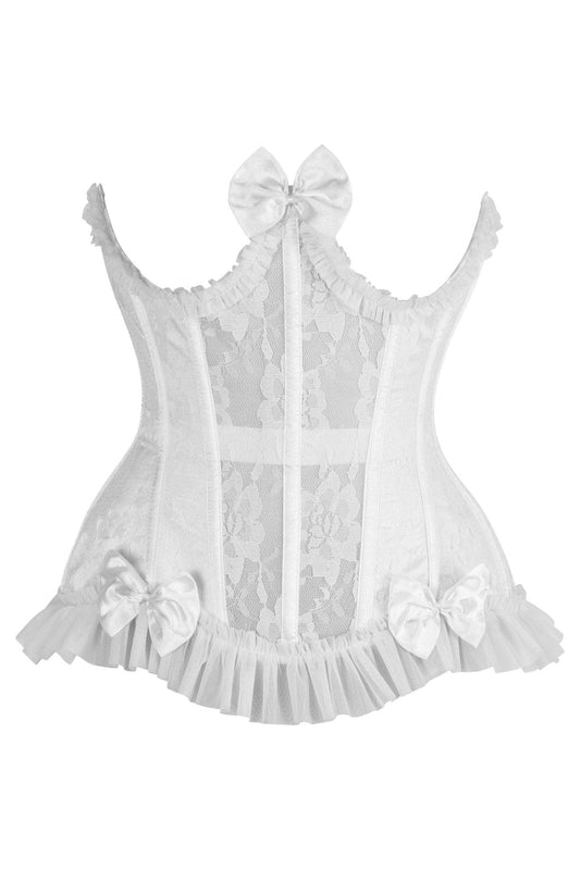 Daisy Corsets Top Drawer Steel Boned White Lace Underwire Burlesque Underbust Corset Cincher
