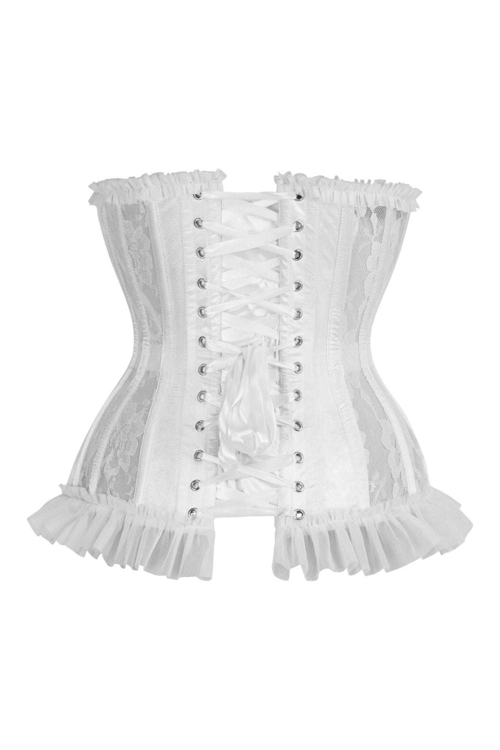 Daisy Corsets Top Drawer Steel Boned White Lace Underwire Burlesque Underbust Corset Cincher - Daisy Corsets - Flyclothing LLC