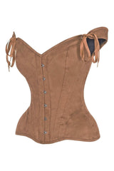 Daisy Corsets Top Drawer Tan Suede Steel Boned Corset w/Straps - Daisy Corsets - Flyclothing LLC