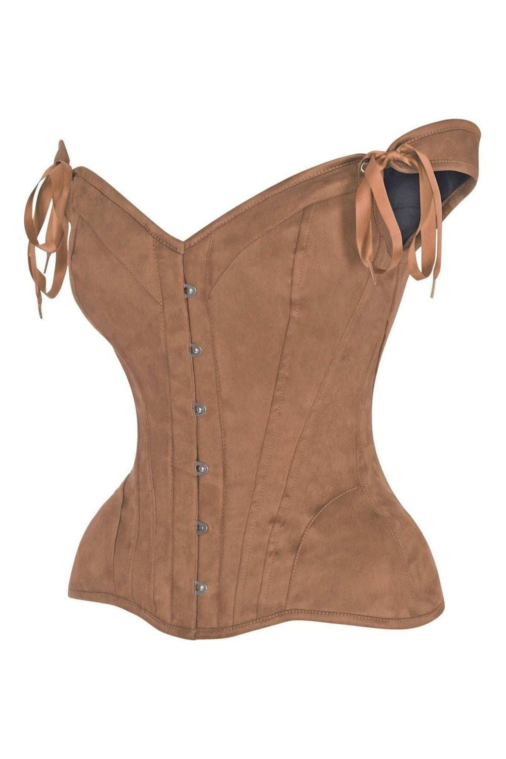 Daisy Corsets Top Drawer Tan Suede Steel Boned Corset w/Straps - Daisy Corsets - Flyclothing LLC