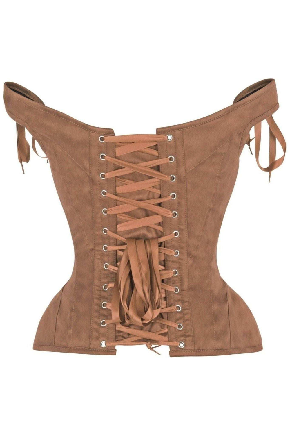 Daisy Corsets Top Drawer Tan Suede Steel Boned Corset w/Straps - Daisy Corsets - Flyclothing LLC