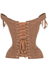 Top Drawer Tan Suede Steel Boned Corset w/Straps - Daisy Corsets - Flyclothing LLC