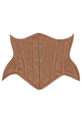 Daisy Corsets Top Drawer Tan Suede Steel Boned Mini Waist Cincher Corset - Daisy Corsets - Flyclothing LLC