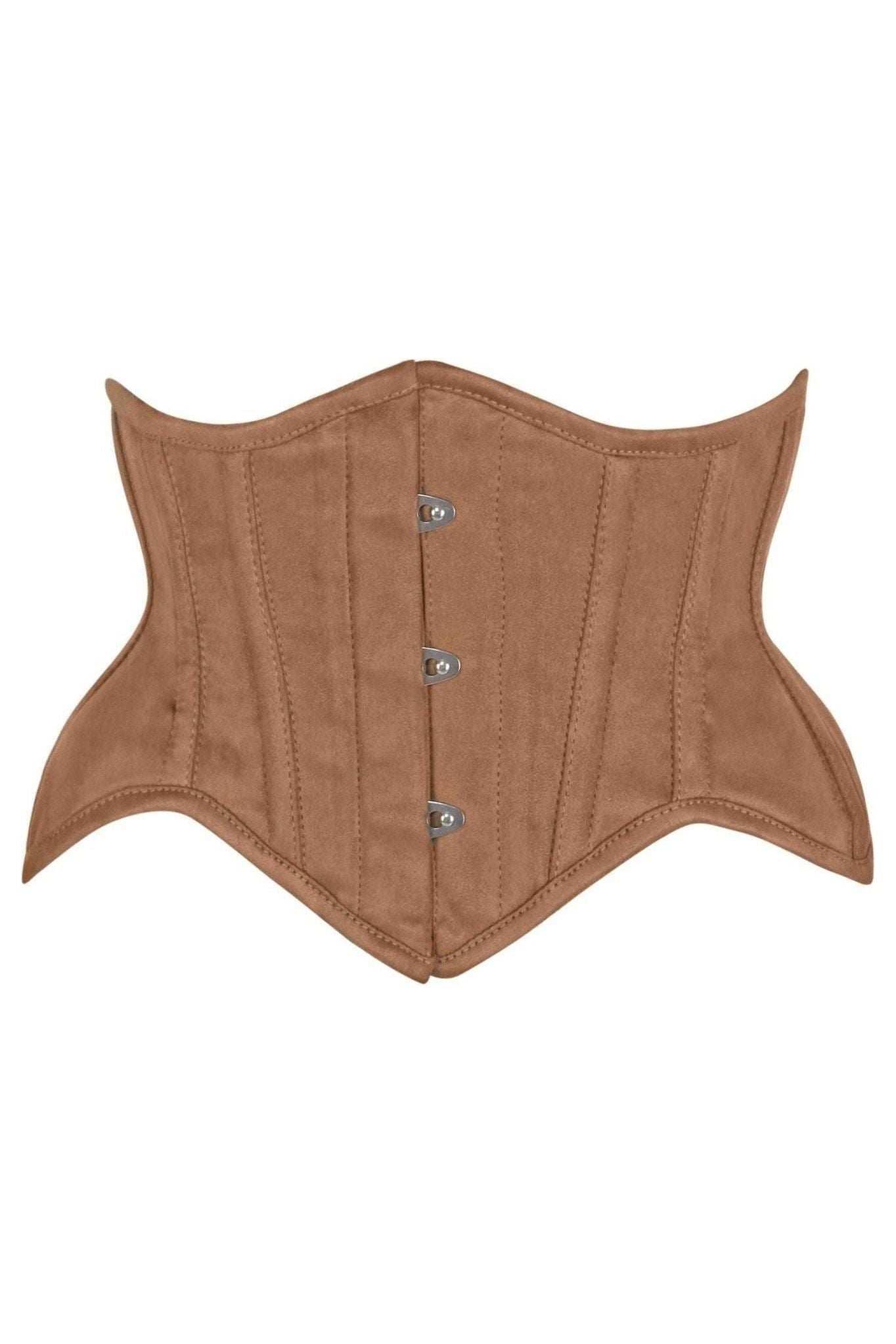 Daisy Corsets Top Drawer Tan Suede Steel Boned Mini Waist Cincher Corset - Daisy Corsets - Flyclothing LLC