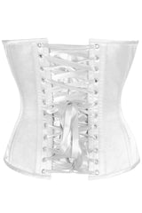 Daisy Corsets Top Drawer White Satin Steel Boned Overbust Corset w/Side Zipper - Daisy Corsets