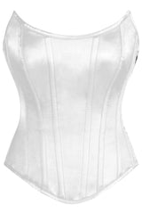 Daisy Corsets Top Drawer White Satin Steel Boned Overbust Corset w/Side Zipper - Daisy Corsets
