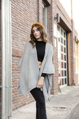 Ridged Texture Knit Ruana – Warm & Elegant Wrap