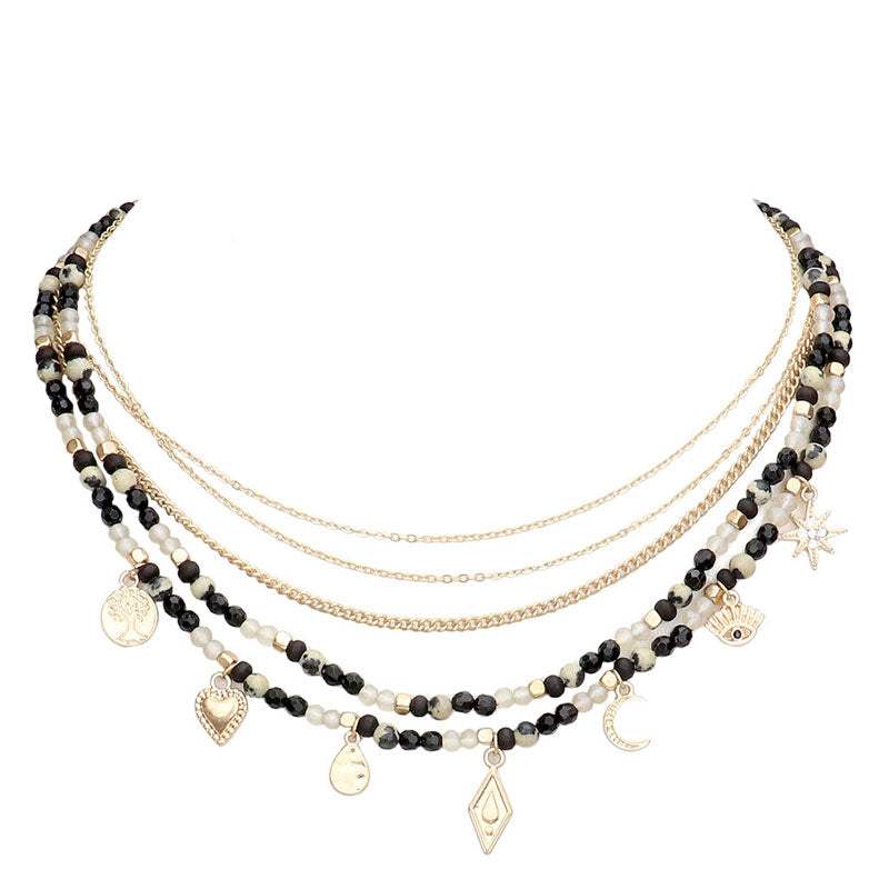 Tree of Life Crescent Moon Evil Eye N Star Station Necklace - Madeline Love - Flyclothing LLC