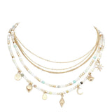 Tree of Life Crescent Moon Evil Eye N Star Station Necklace - Madeline Love - Flyclothing LLC