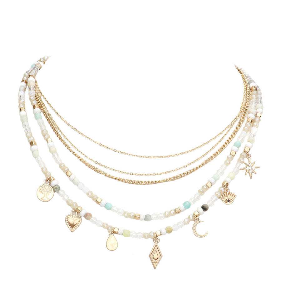 Tree of Life Crescent Moon Evil Eye N Star Station Necklace - Madeline Love - Flyclothing LLC