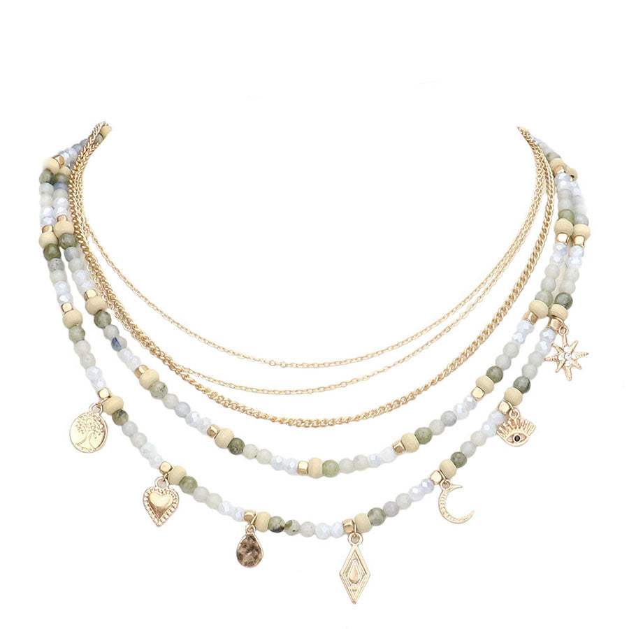 Tree of Life Crescent Moon Evil Eye N Star Station Necklace - Madeline Love - Flyclothing LLC