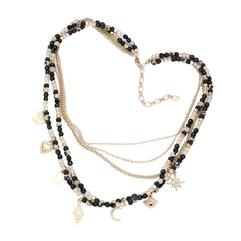 Tree of Life Crescent Moon Evil Eye N Star Station Necklace - Madeline Love - Flyclothing LLC