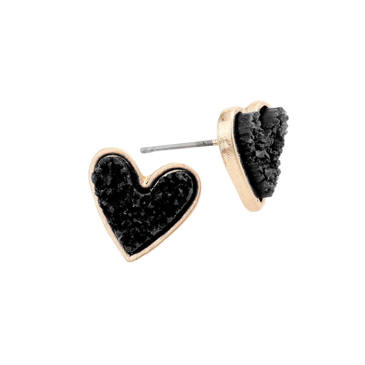 Trendy Fashionable Druzy Heart Stud Earrings - Madeline Love - Flyclothing LLC