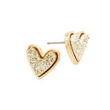 Trendy Fashionable Druzy Heart Stud Earrings - Madeline Love - Flyclothing LLC