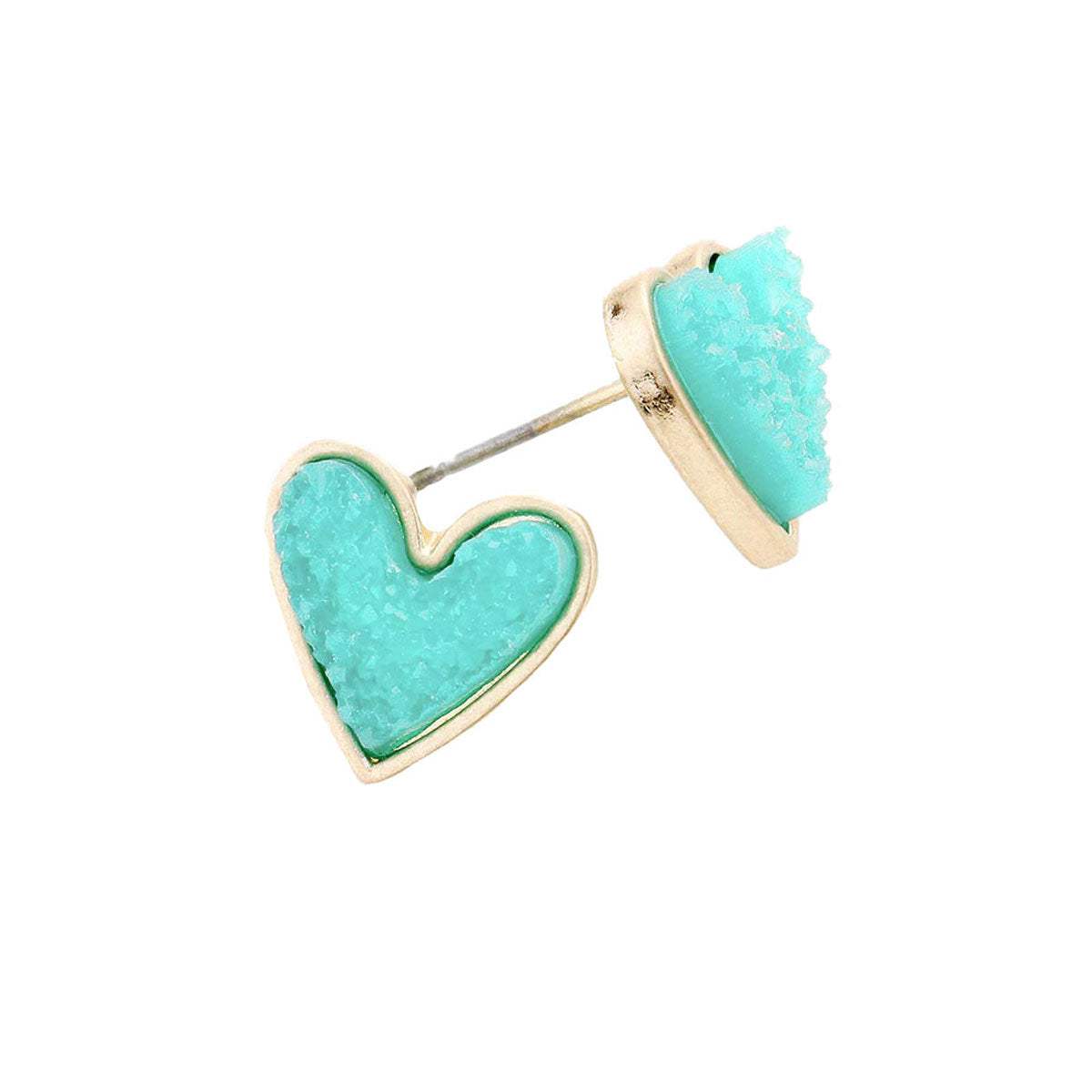 Trendy Fashionable Druzy Heart Stud Earrings - Madeline Love - Flyclothing LLC