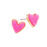 Trendy Fashionable Druzy Heart Stud Earrings - Madeline Love - Flyclothing LLC