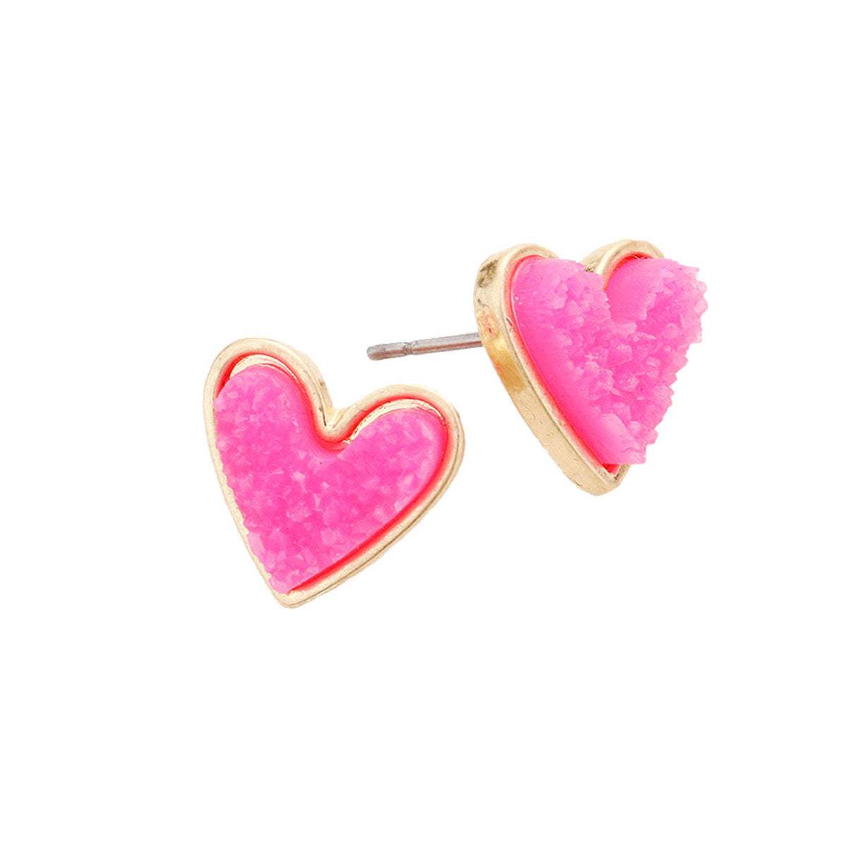 Trendy Fashionable Druzy Heart Stud Earrings - Madeline Love - Flyclothing LLC