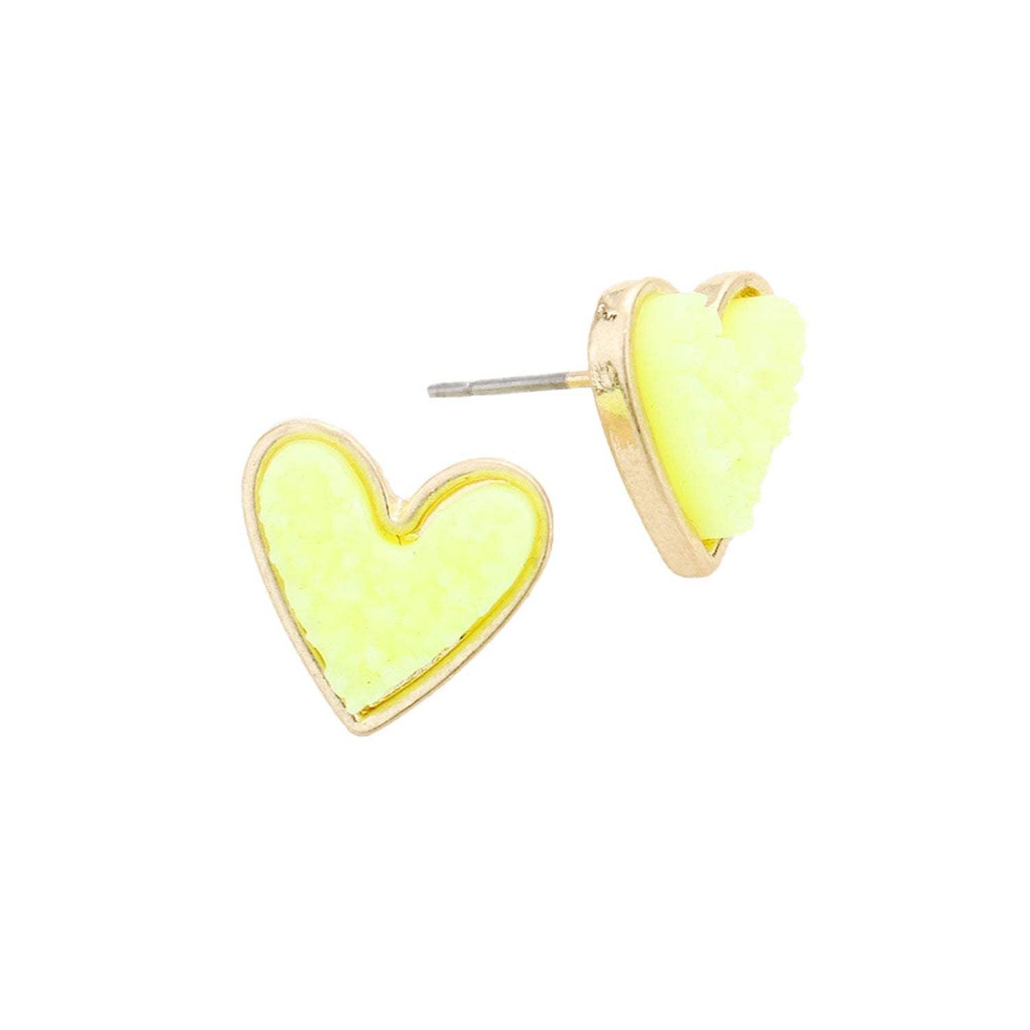 Trendy Fashionable Druzy Heart Stud Earrings - Madeline Love - Flyclothing LLC