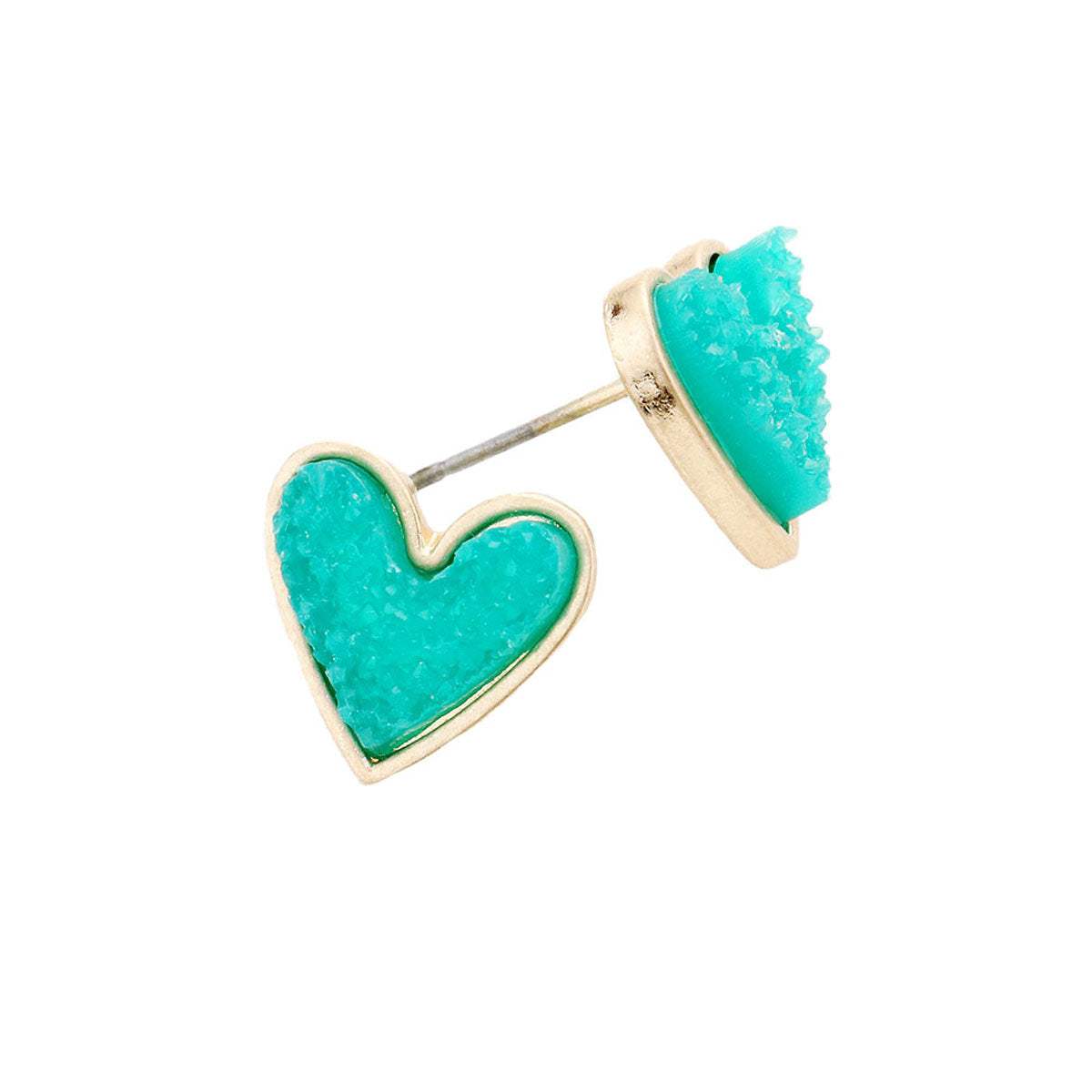 Trendy Fashionable Druzy Heart Stud Earrings - Madeline Love - Flyclothing LLC