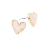Trendy Fashionable Druzy Heart Stud Earrings - Madeline Love - Flyclothing LLC