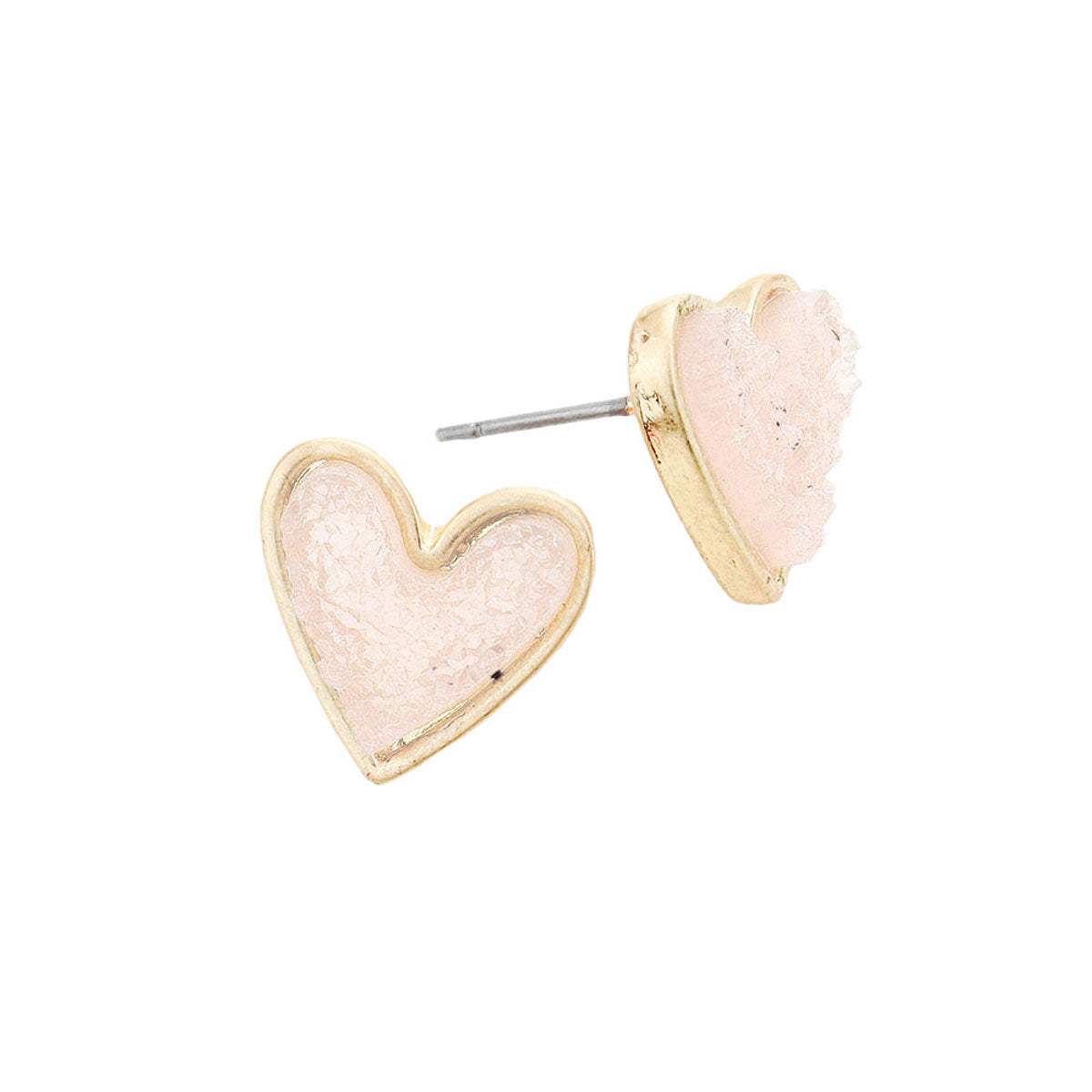 Trendy Fashionable Druzy Heart Stud Earrings - Madeline Love - Flyclothing LLC