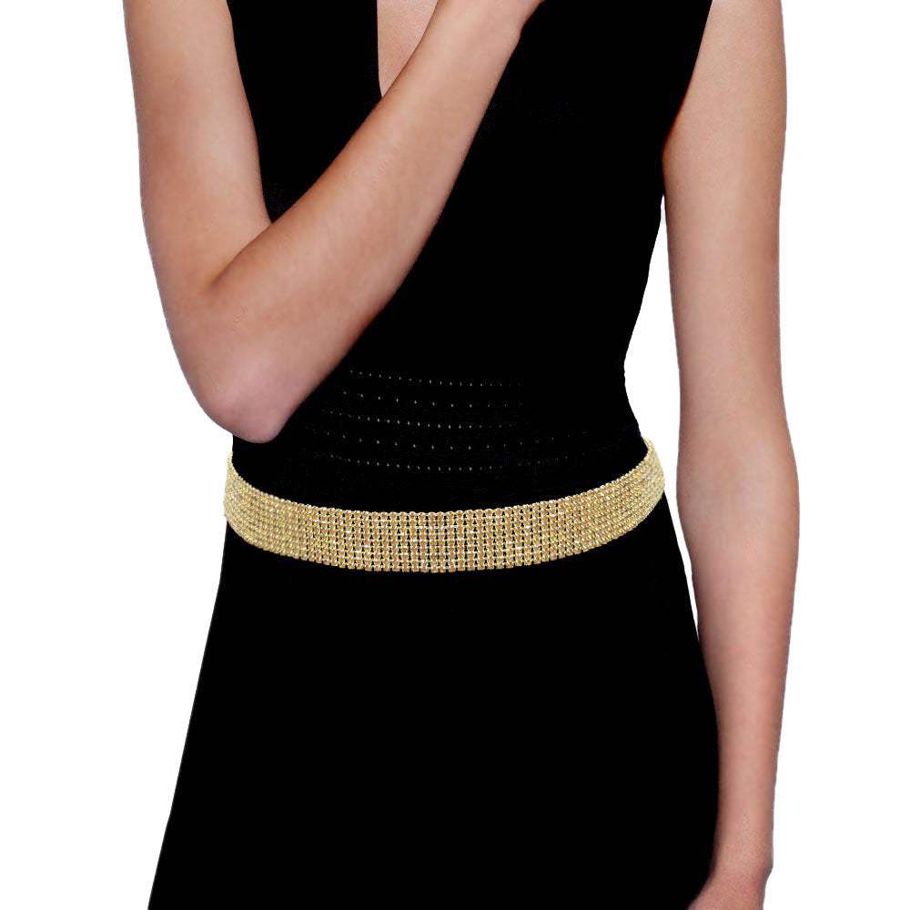 Trendy Fashionable Nine Rows Rhinestone Belt - Madeline Love - Flyclothing LLC