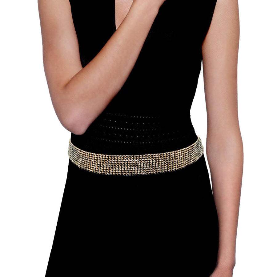 Trendy Fashionable Nine Rows Rhinestone Belt - Madeline Love - Flyclothing LLC