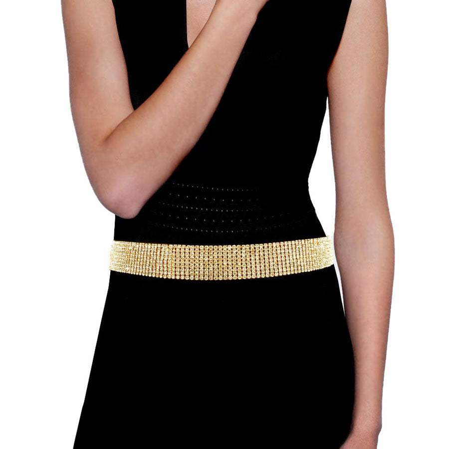 Trendy Fashionable Nine Rows Rhinestone Belt - Madeline Love - Flyclothing LLC