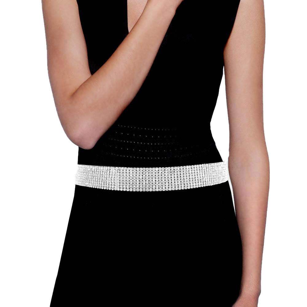 Trendy Fashionable Nine Rows Rhinestone Belt - Madeline Love - Flyclothing LLC
