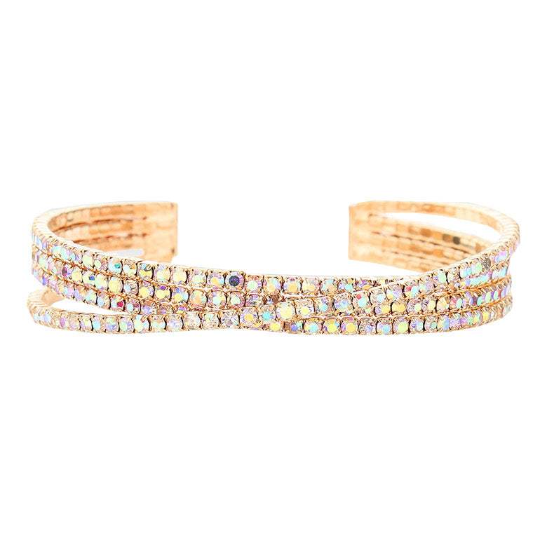 Trendy Fashionable Rhinestone Crisscross Cuff Bracelet - Madeline Love - Flyclothing LLC