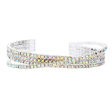 Trendy Fashionable Rhinestone Crisscross Cuff Bracelet - Madeline Love - Flyclothing LLC
