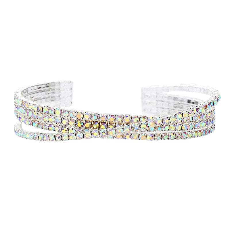 Trendy Fashionable Rhinestone Crisscross Cuff Bracelet - Madeline Love - Flyclothing LLC