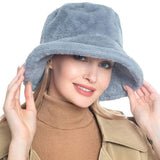Trendy & Fashionable Winter Faux Fur Solid Bucket Hat - Madeline Love - Flyclothing LLC