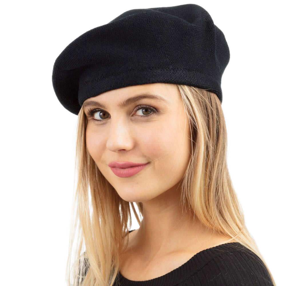 Trendy Fashionable Winter Stretchy Solid Beret Hat - Madeline Love - Flyclothing LLC