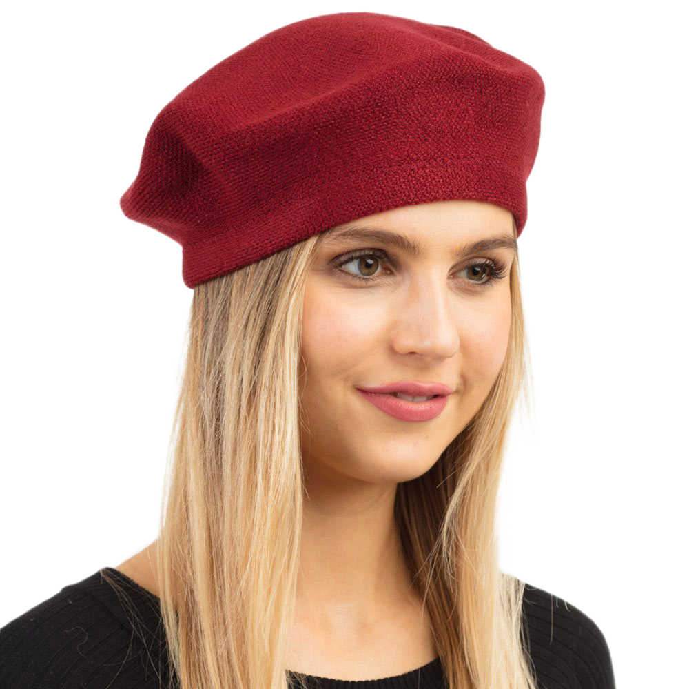 Trendy Fashionable Winter Stretchy Solid Beret Hat - Madeline Love - Flyclothing LLC