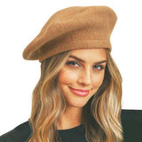 Trendy Fashionable Winter Stretchy Solid Beret Hat - Madeline Love - Flyclothing LLC
