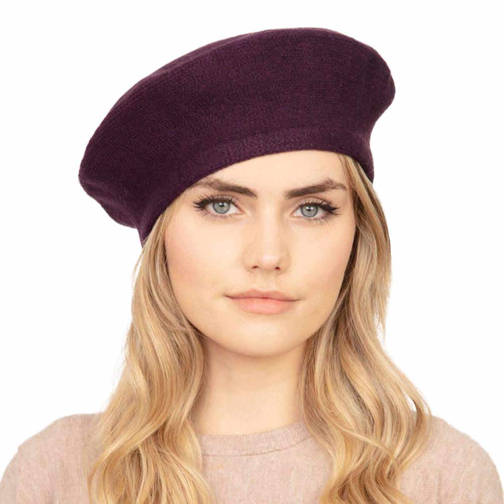 Trendy Fashionable Winter Stretchy Solid Beret Hat - Madeline Love - Flyclothing LLC