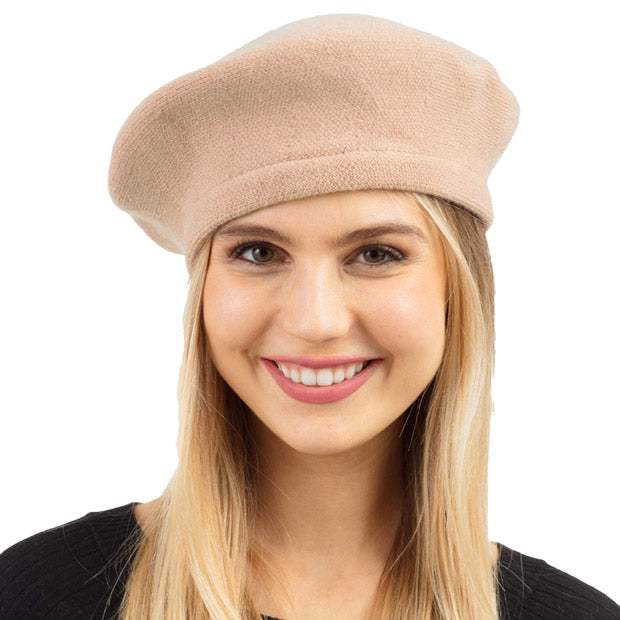 Trendy Fashionable Winter Stretchy Solid Beret Hat - Madeline Love - Flyclothing LLC