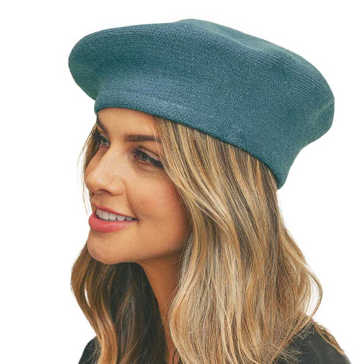 Trendy Fashionable Winter Stretchy Solid Beret Hat - Madeline Love - Flyclothing LLC