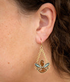 Tribecca Blue Abalone Black Smoky Quartz Golden Drop Earrings - Barse Jewelry