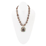 Tribecca Blue Abalone and Black Smoky Quartz Golden Statement Necklace - Barse Jewelry