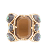 Tribecca Smoky Brown Quartz and Abalone Statement Golden Ring - Barse Jewelry - Flyclothing LLC
