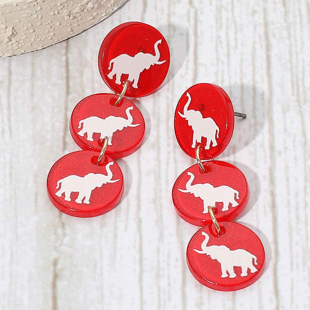Triple Elephant Disc Game Day Style Drop Earrings - Madeline Love - Flyclothing LLC