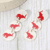 Triple Elephant Disc Game Day Style Drop Earrings - Madeline Love - Flyclothing LLC