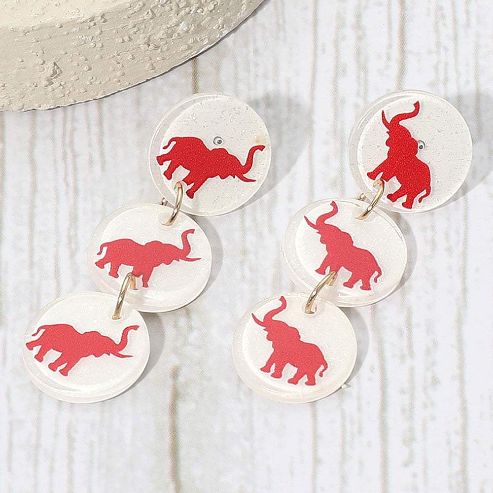 Triple Elephant Disc Game Day Style Drop Earrings - Madeline Love - Flyclothing LLC