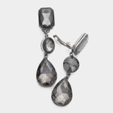 Triple Glass Crystal Drop Clip On Earrings - Madeline Love - Flyclothing LLC