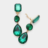 Triple Glass Crystal Drop Clip On Earrings - Madeline Love - Flyclothing LLC