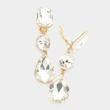Triple Glass Crystal Drop Clip On Earrings - Madeline Love - Flyclothing LLC